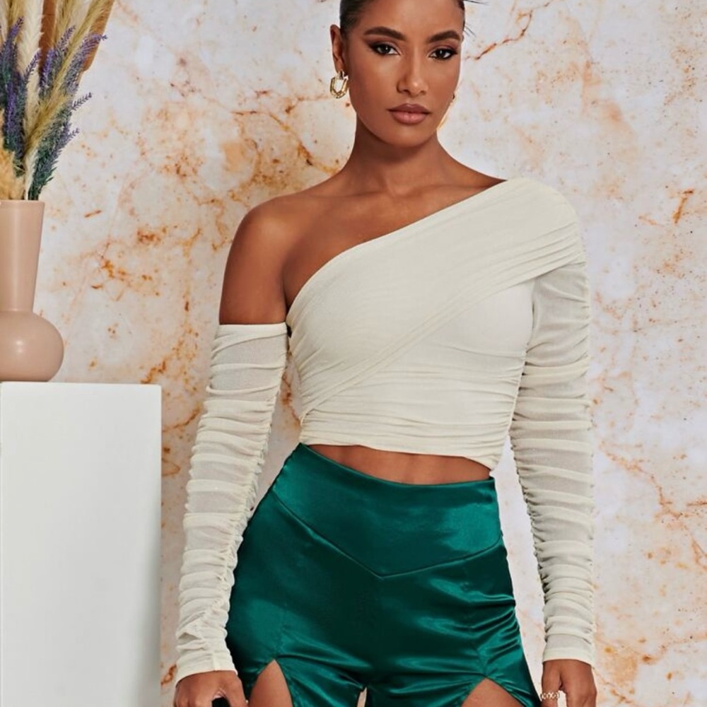 One-Shoulder Cream Top
